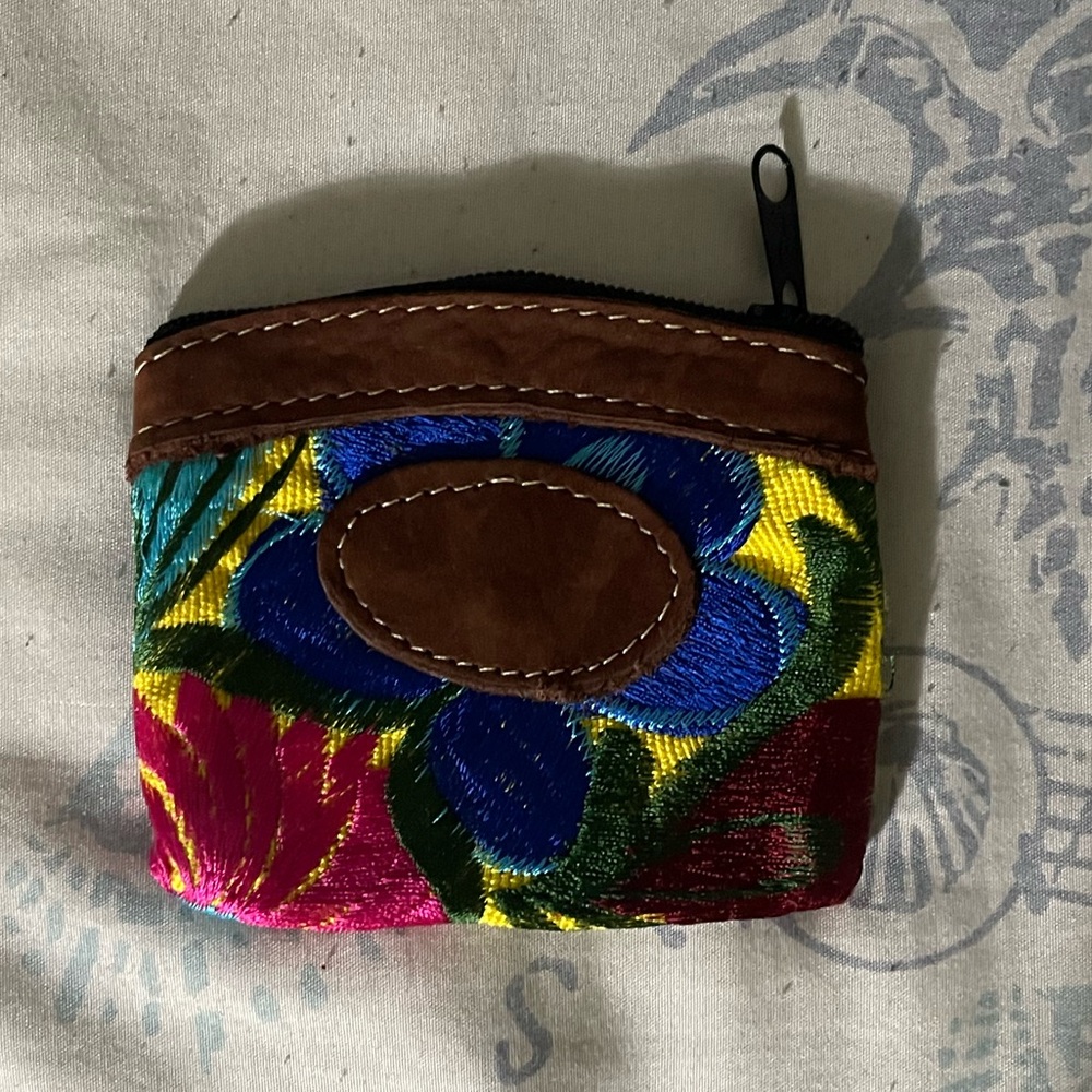Colorful Floral Hand Stitched Coin Purse